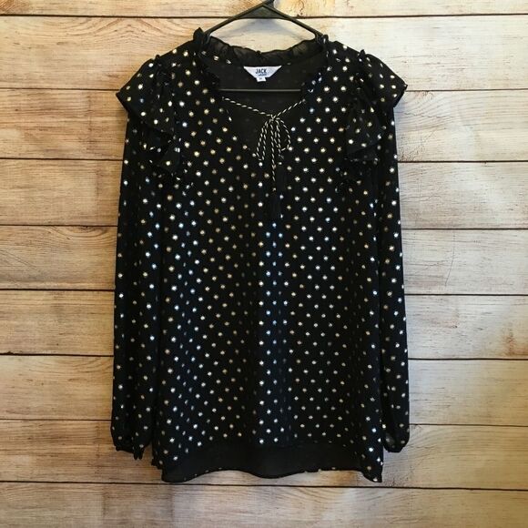 JACK BY BB DAKOTA BLACK AND GOLD TOP - Picture 1 of 8
